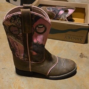 Smoky Mountain Kids' Pink Brown Western Pull-On Boots